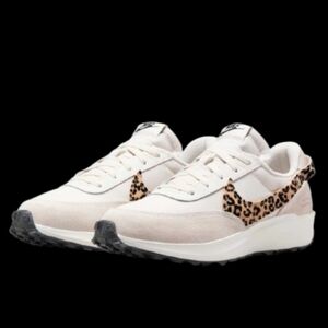 Nike Waffle Debut Leopard Womens Sail Sesame Black